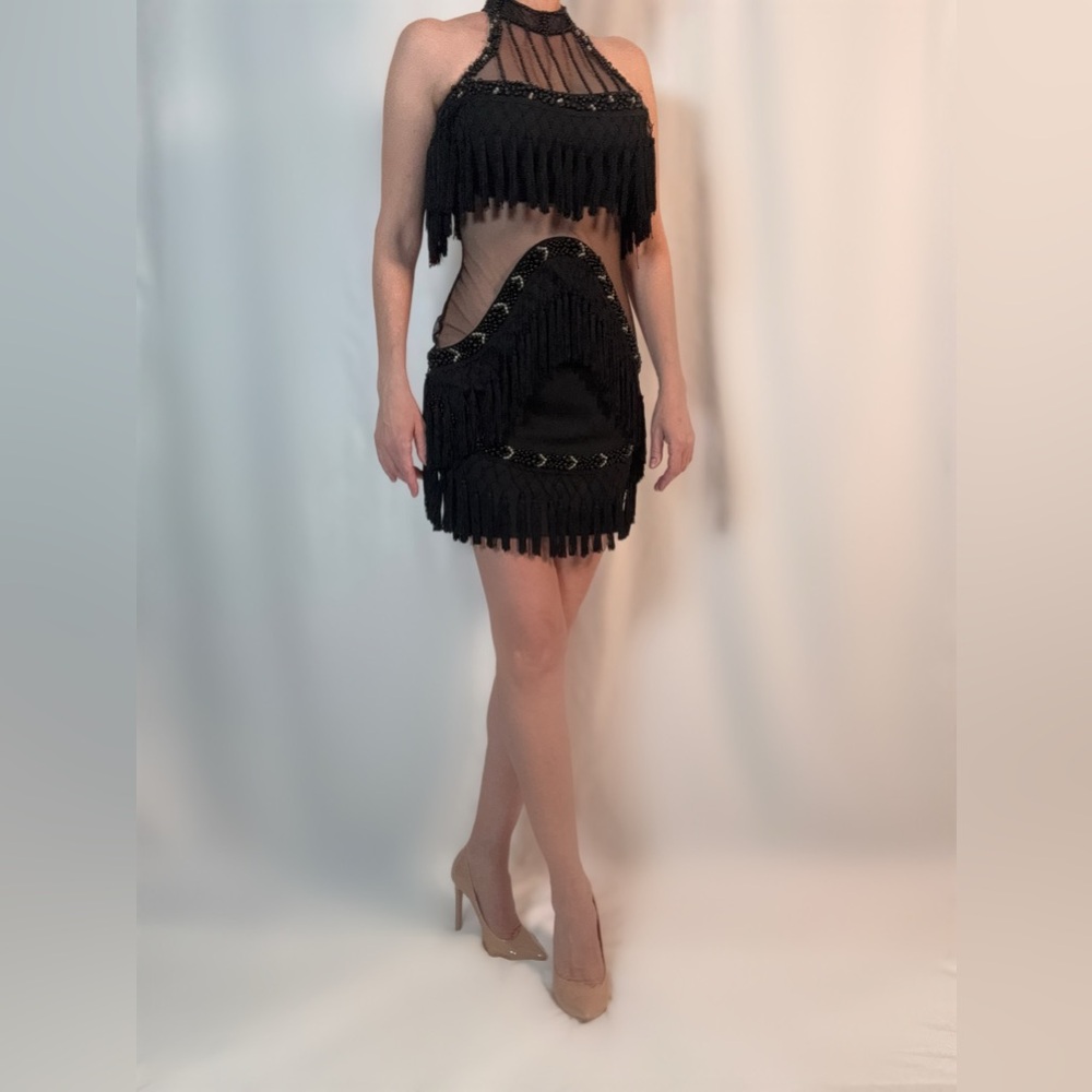 Fashion Nova Black Fringe Mini Skirt
